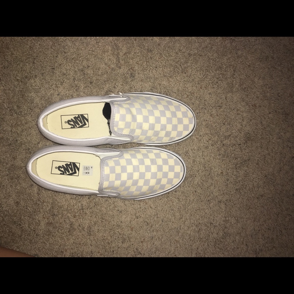 Grey and White Checkered Vans (size 10.5)